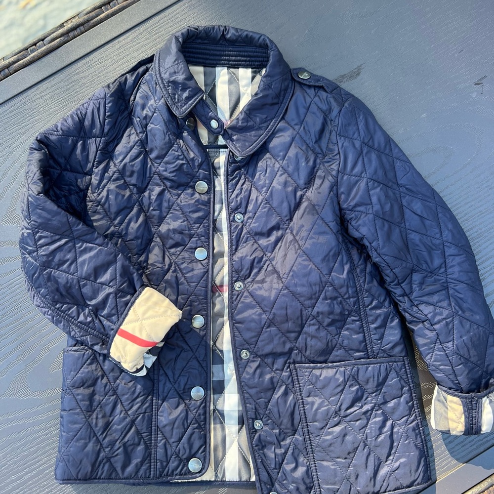 Burberry Kids Blue Quilted Puffer Coat